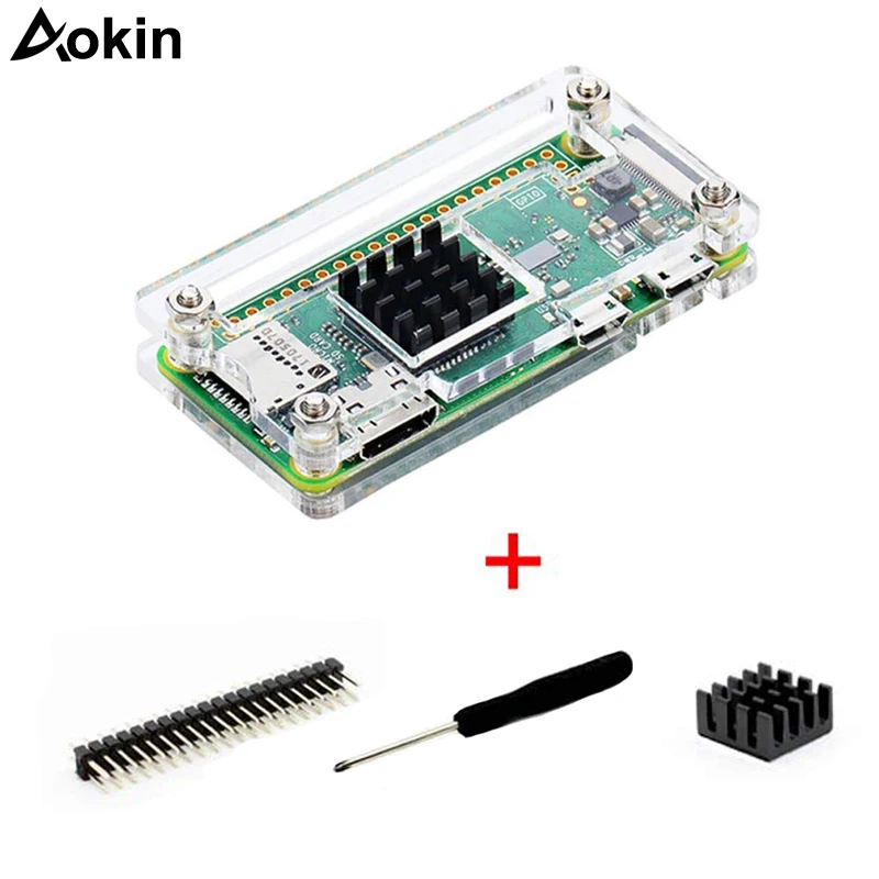 Для Raspberry Pi Zero W чехол 4 в 1 с акрилловым покрытием виде ракушки + теплоотвод