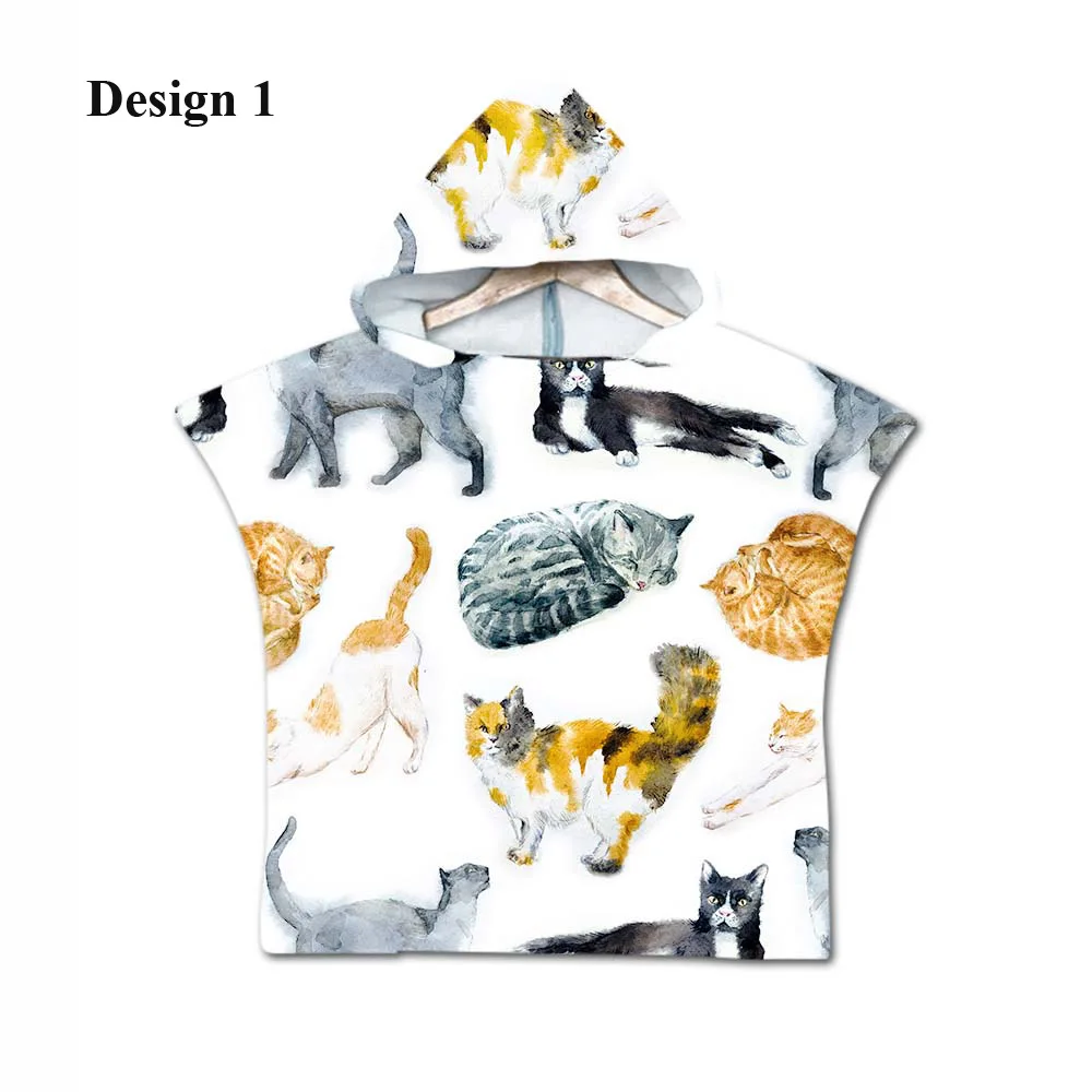 Design 1 Милые животные кошка, слона, жирафа медведя панды совы для девочек; принт с детское пончо полотенце с капюшоном Ванна БАССЕЙН пляжные Полотенца накидка - Цвет: Design 1