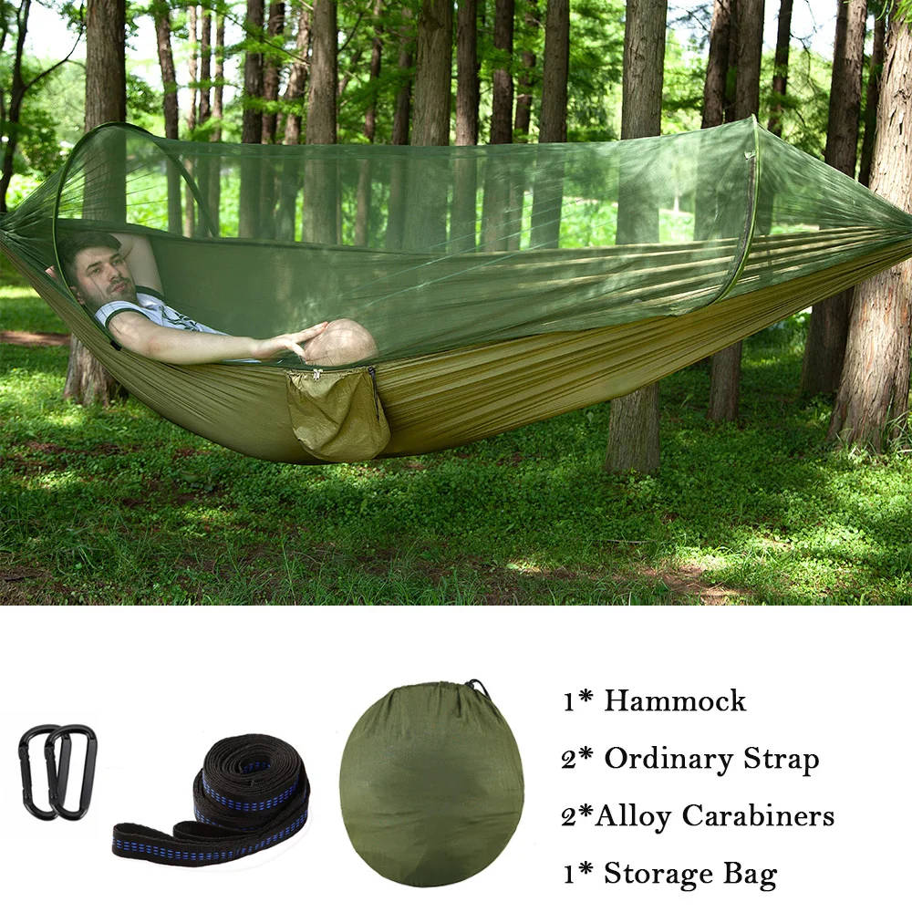 Army Green Открытый гамак парашют гамак москитная сетка гамак портативный Кемпинг висячая спальная кровать 1-2 человека - Цвет: Army Green