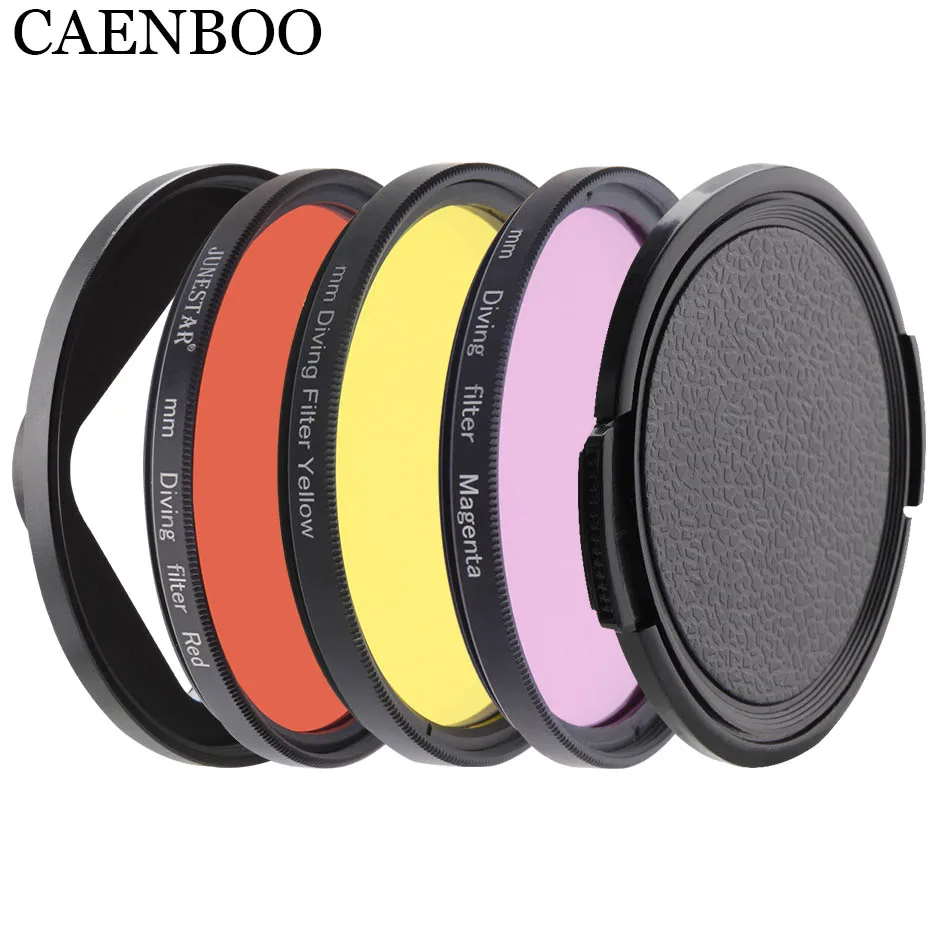 

CAENBOO Yi 4K+ II Filters For XiaoMi Yi 4K/II/Lite/+Plus Red Ring+Cap Filter Set Diving Waterproof Case 52mm Housing Accessories