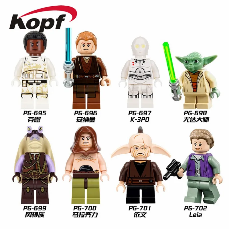 Одиночная супер героев модель йода Финн K-3PO кирпичи фигурки здания блокирует обучение Куклы Детские Подарочные игрушки PG698