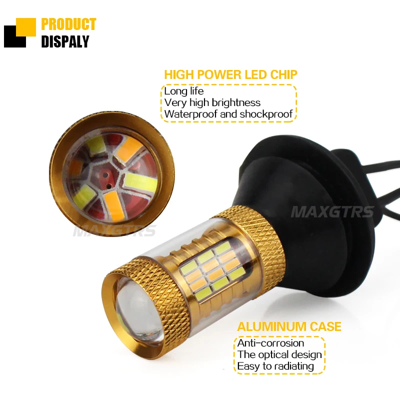 2x T20 7440 двойной цвет 54SMD 4014 белый/голубой лед и янтарный светодиодный лампы для передних поворотных огней сигнала DRL ошибок Canbus