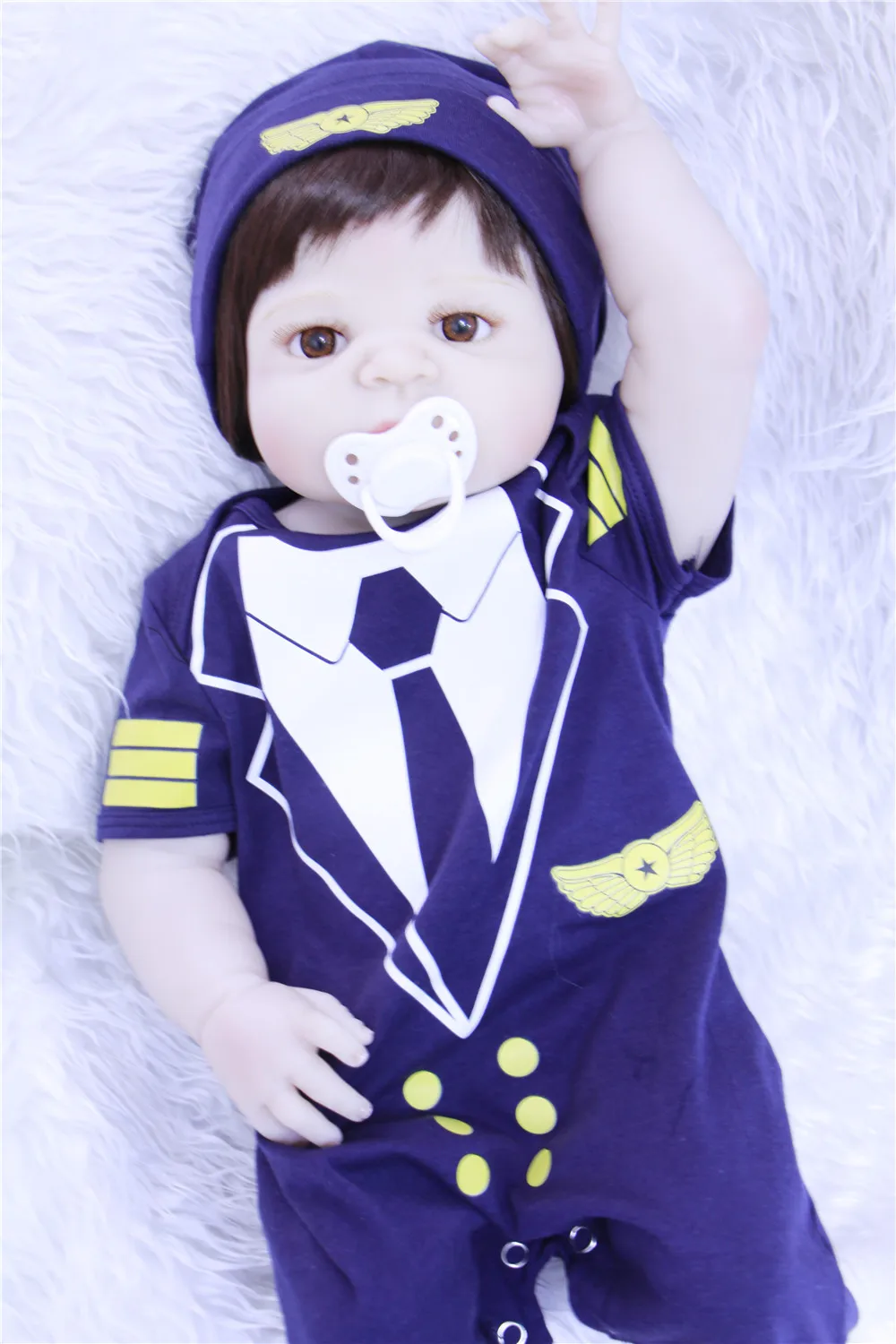 55 см полный корпус силиконовый Reborn Baby Doll игрушка 22 дюймов Новорожденный Bebe