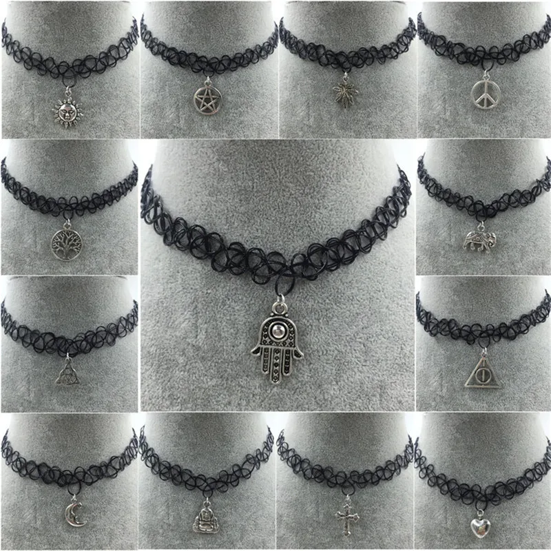 

Europe Fashion Alloy Leather Rope Adult Woman Buddha Moon Choker Short Necklace & Pendant Jewelry For Women-WFJAWNLCK002F