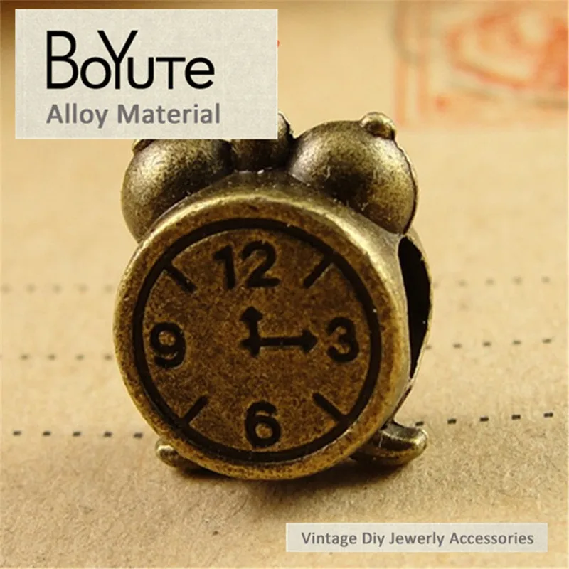 

BoYuTe (50 Pieces/Lot) 14*11*7MM Two Colors Zinc Alloy Beads Clock Charms Bead fit Bracelet Diy Pendant for Jewelry Making