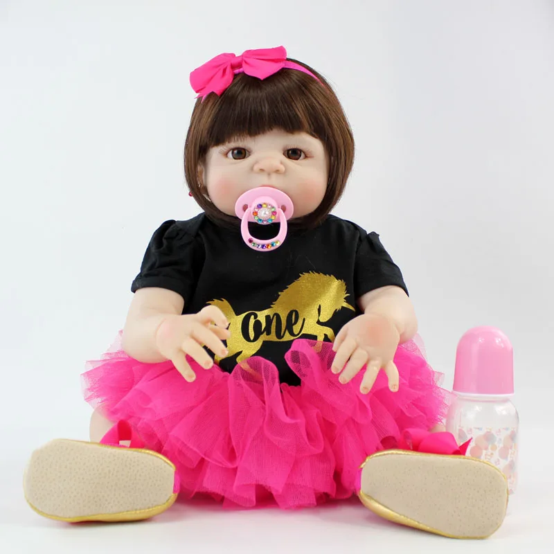 

NPKCOLLECTION 22" Full Silicone Reborn Baby Girl Doll Waterproof Body 22" Lifelike Newborn Princess Babies Alive Bebe Boneca Toy