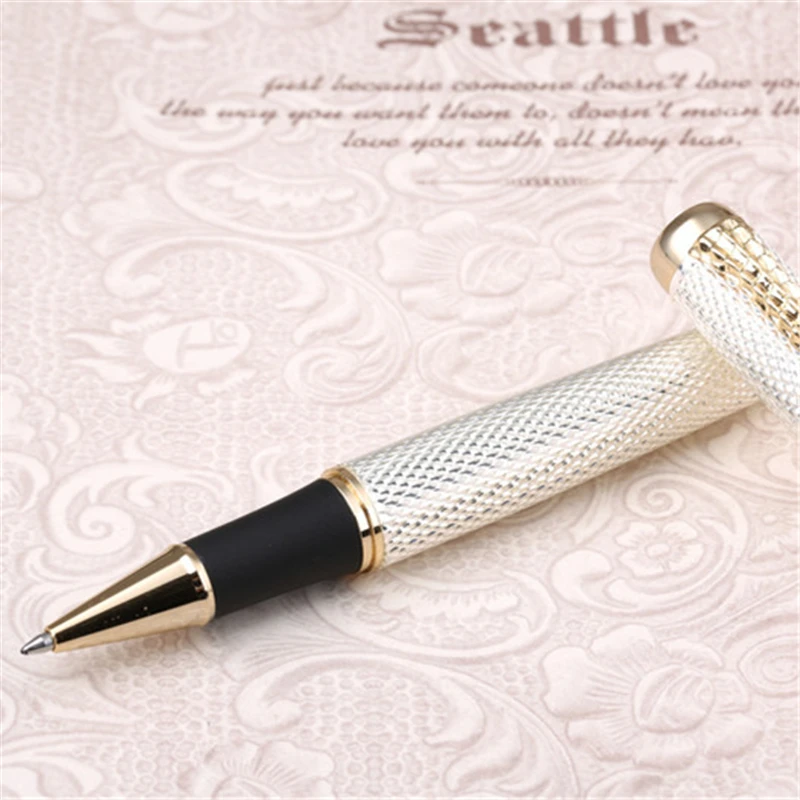 1 шариковая ручка Jinhao шт./лот 1200 Canetas Серебряный с позолоченным зажимом