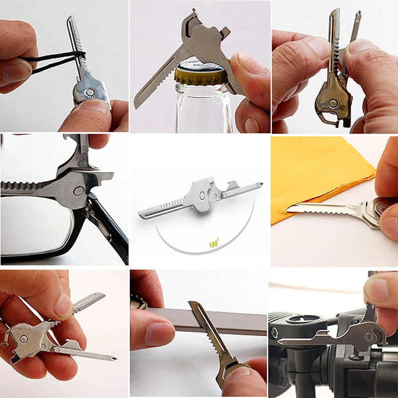 

6 In 1 Men Women Mini Portable Stainless Steel Knife Screwdriver Bottle Opener Outdoor Sports Camping Self-defense EDC Tools