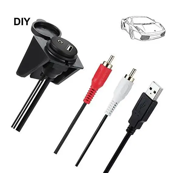 USB RCA флеш Крепление и 2 к 3 5 мм Женский AUX Удлинительный кабель тире монтажный для