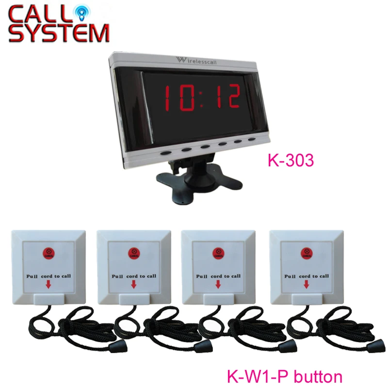 

1 display 4 pull cord button Patient wireless nurse call system