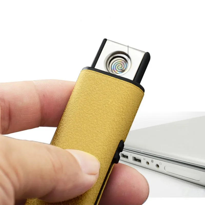 Мини USB Электронная перезаряжаемая Зажигалка металлическая беспламенная