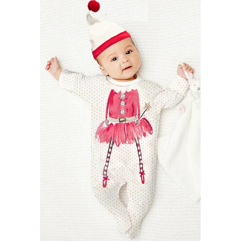 Осень Милый Ребенок Мальчик Девочка Одежда Горошек Длинным Рукавом One Piece Romper