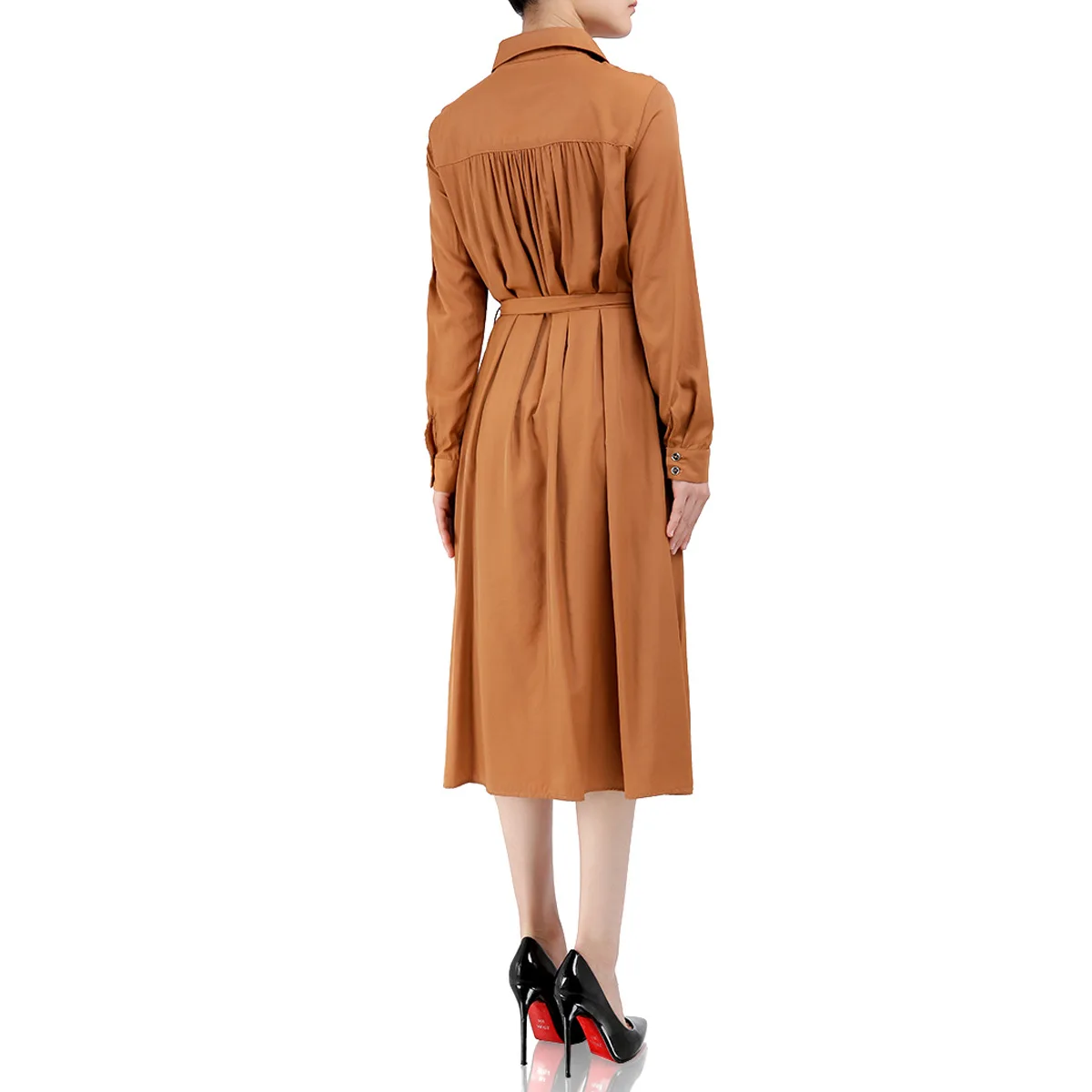 2018 распродажа vestidos mujer женское платье новое с отворотом длинными рукавами