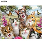 Алмазная 5d картина сделай сам, картина из квадратных страз с изображением кошек и животных, вышивка крестиком, ручная работа, подарок для ребенка