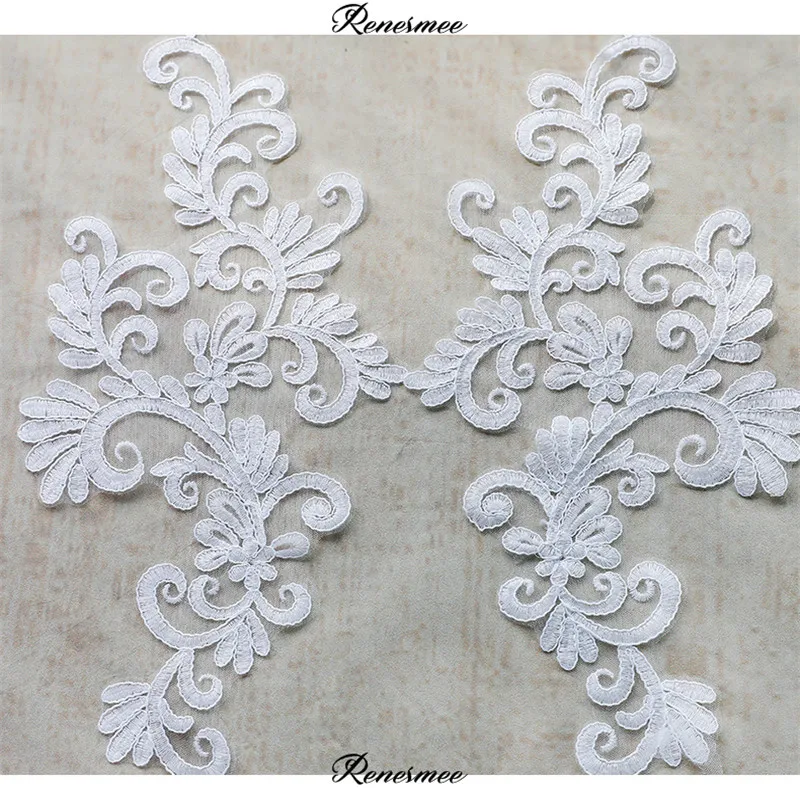 1 пара/2 шт. вышитая кружевная аппликация цвета слоновой кости шампанского