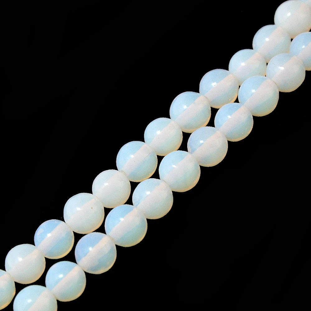 Натуральный синтетический камень гладкий белый опал кварц свободные бусины 4-10