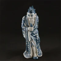 antique old chinese porcelain statueji gong buddha sculpturelbluewhite porcelain figurineshand painting craftsfree shipping