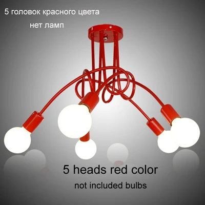 E 5L red Современная индивидуальная лампа для спальни, креативная потолочная лампа для учебы, простое Скандинавское освещение, кованая лампа для столовой, гостиной - Цвет корпуса: E 5L red