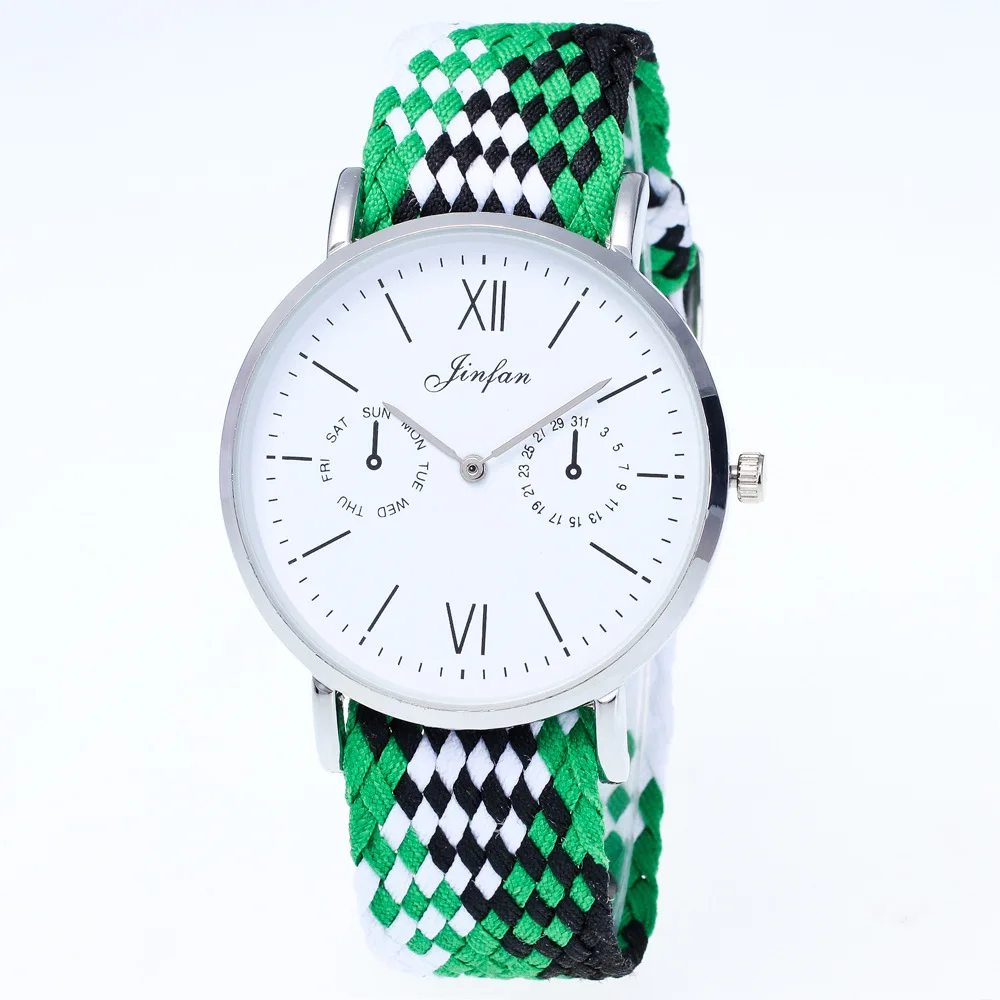 Горячая Женева мужские/женские часы нейлоновые тканые повседневные ретро