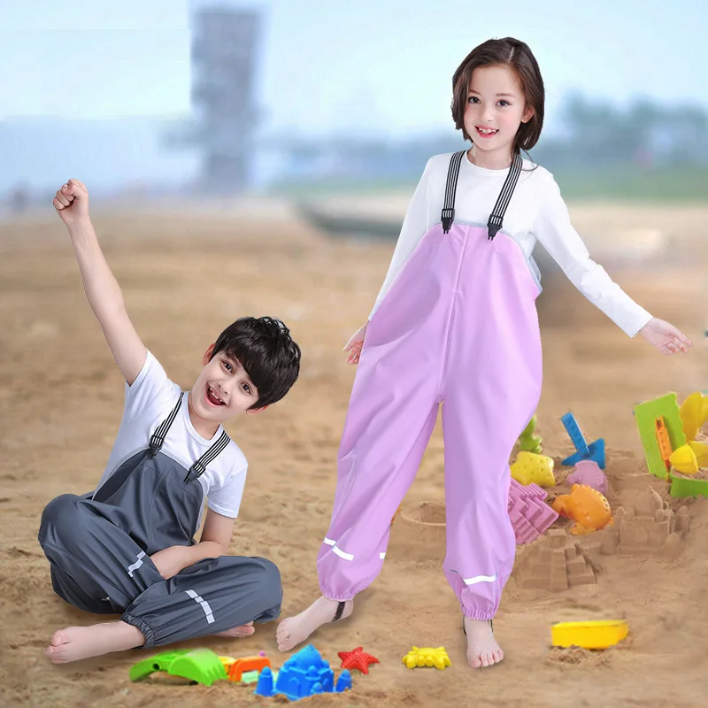 

Rainpants Kids Waterproof Rainwear Universal Chlidren Rain-proof Pants 190T Nylon Fabric Hiking