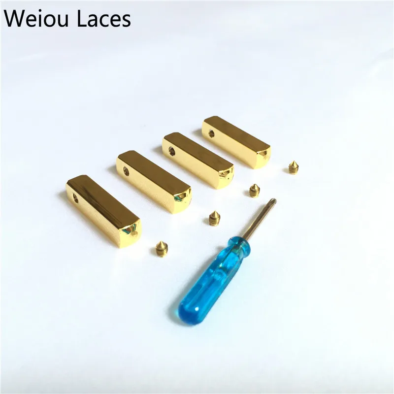 Weiou(4 шт./1 комплект) DIY Роскошный винт на металлическом Aglet запасные шнурки для обуви металлические зеркальные Типсы Золото Серебро бронзовая головка для кроссовок