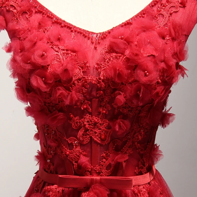 Stock dress для выпускной v шеи аппликация line лук ленты створки Длинные Платья