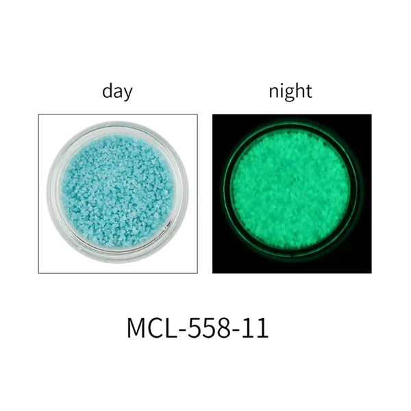MCL-558-11 1 коробка Неон фосфор блеск для ногтей порошок 11 цветов пыль светящийся флуоресцентный пигмент частицы вечерние украшения светится в темноте - Цвет: MCL-558-11