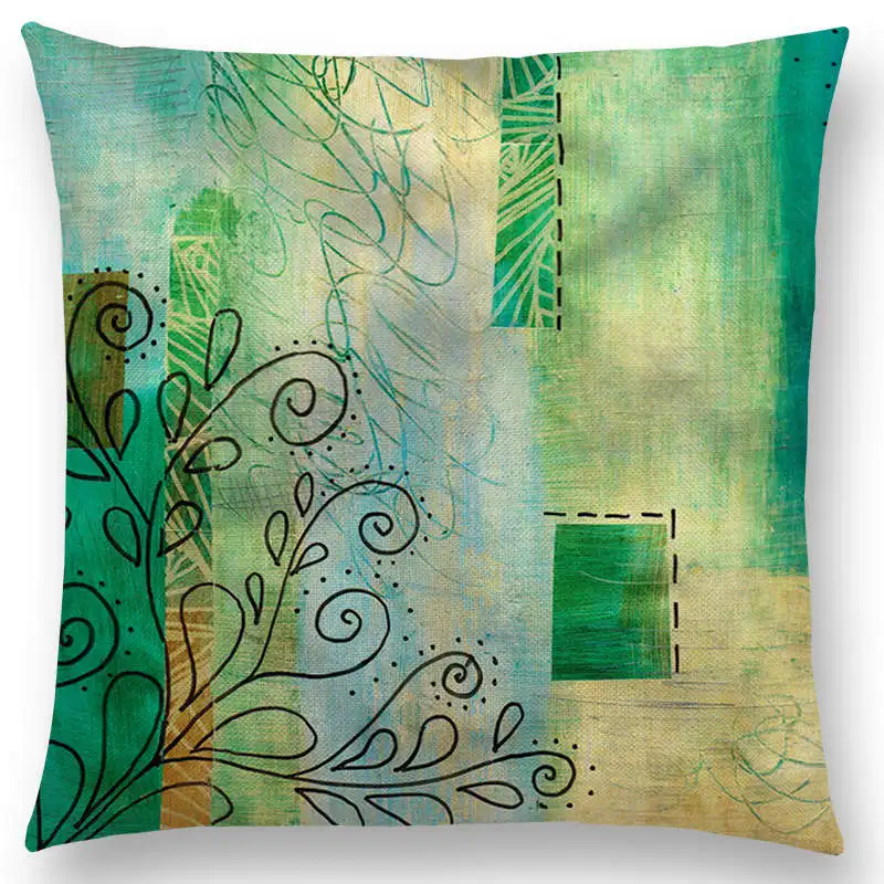 Наволочка для дивана с абстрактными цветами и рисунком пастельных цветов