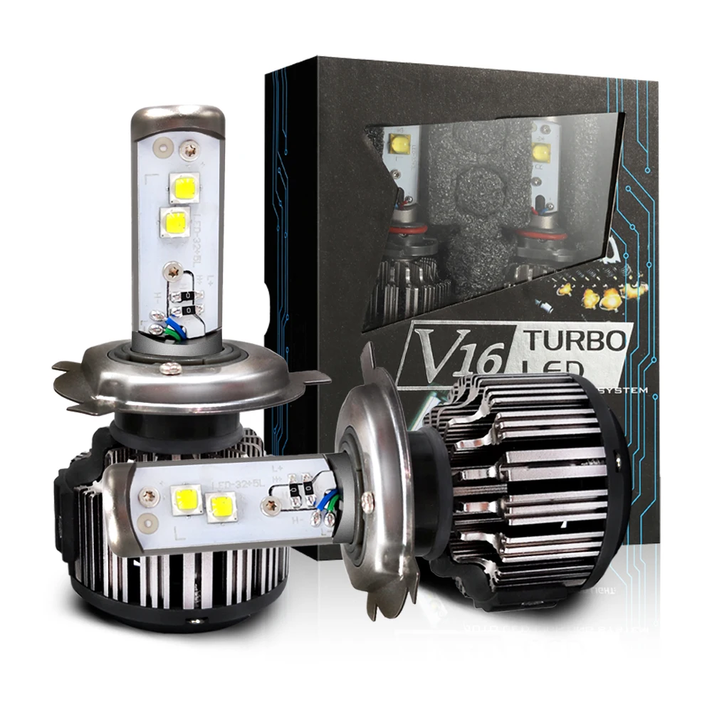 V16 Turbo led 40w 80w 45w 4500lm рабосветильник 3600lm H4 hi/lo H1 H3 H7 H10 H11 H13 9005 9006 9007 все в одном