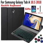 Чехол с клавиатурой с подсветкой для планшета Samsung Galaxy Tab A 10,5, 2018, SM-T590 T590, T595, тонкий кожаный чехол с Bluetooth-клавиатурой