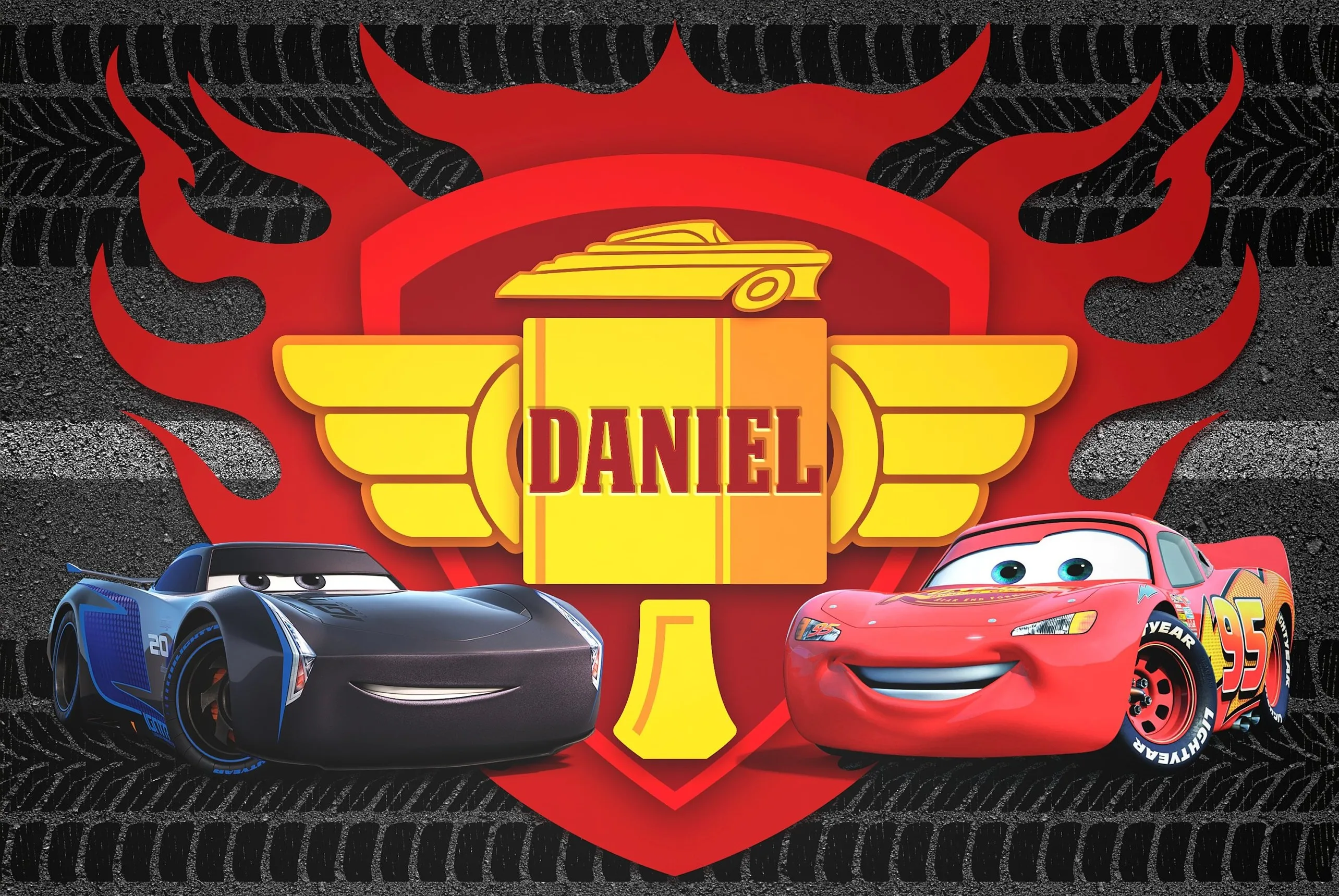 

Custom Red Cartoon Car photo studio background High quality Computer print birthday backdrops