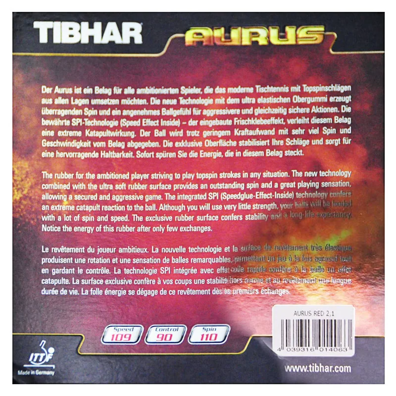 Натуральная резина TIBHAR для настольного тенниса AURUS/ AURUS SOUND/AURUS мягкая ракетка пинг