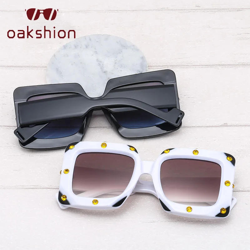 Модные солнцезащитные очки oakshion в большой квадратной оправе с кристаллами и