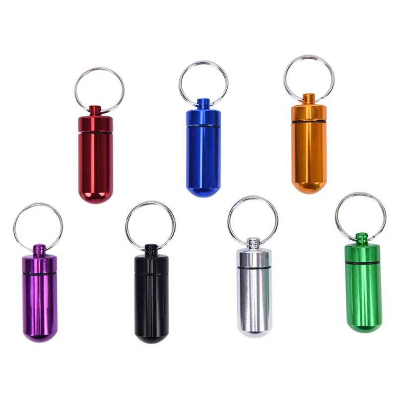 1pc Waterproof Aluminum Pill Box Medicine Case Container Bottle Holder Keychain Carabiner Outdoor PillBox | Красота и здоровье