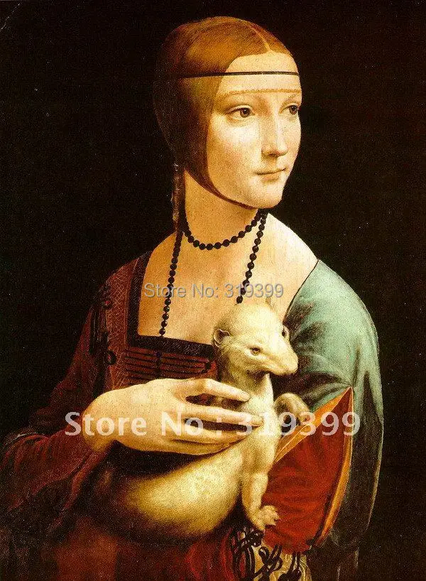 Размножение картины маслом на льняном холсте леди с Ermine от Leonardo Da Vinci быстрая