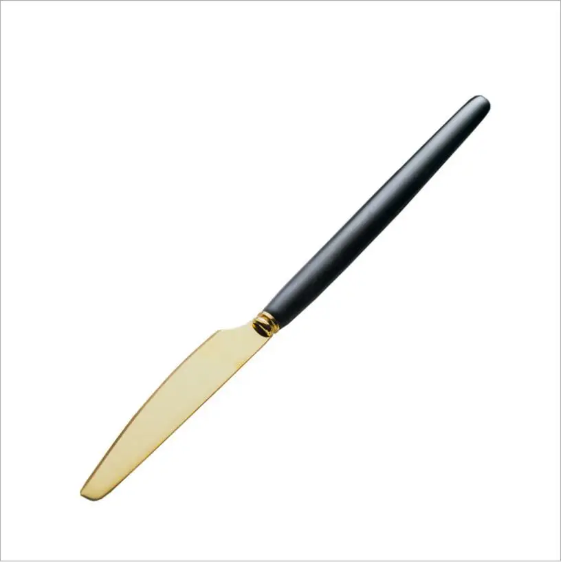 Black knife Креативная керамическая ручка из нержавеющей стали нож вилка ложка титановая покрытая посуда белый красный розовый синий черный - Цвет: Black knife