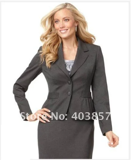 Женщины Платье На Заказ Костюм Серый Женщин С Длинным Рукавом Зубчатый Воротник