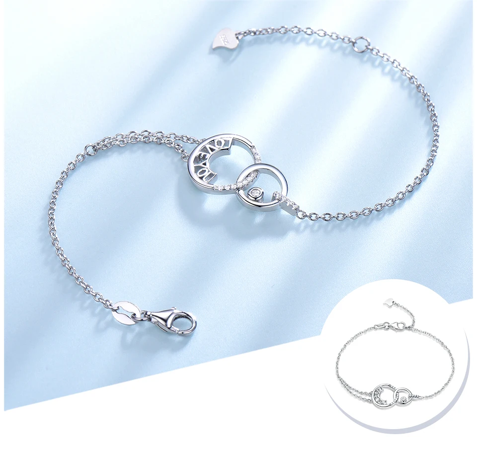 UMCHO 925 пробы серебряные браслеты Love Forever модные браслеты с буквами женский браслет для женщин классические украшения для помолвки