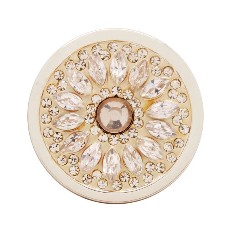 DIY ювелирные изделия блестящий Шампанский кристалл сплав монета сменный диск 33