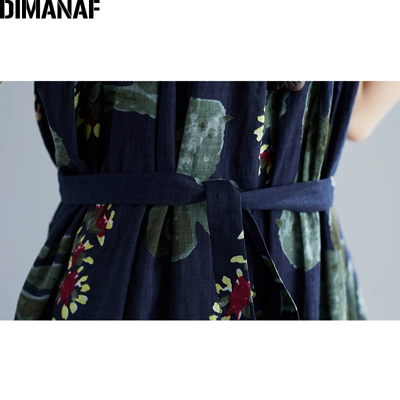 DIMANAF плюс размер женское пляжное платье из хлопка и льна Большие размеры летнее