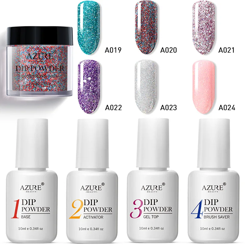 Лазурный красивый 10 шт./лот голубой цвет Dip пудра для дизайна ногтей градиентный