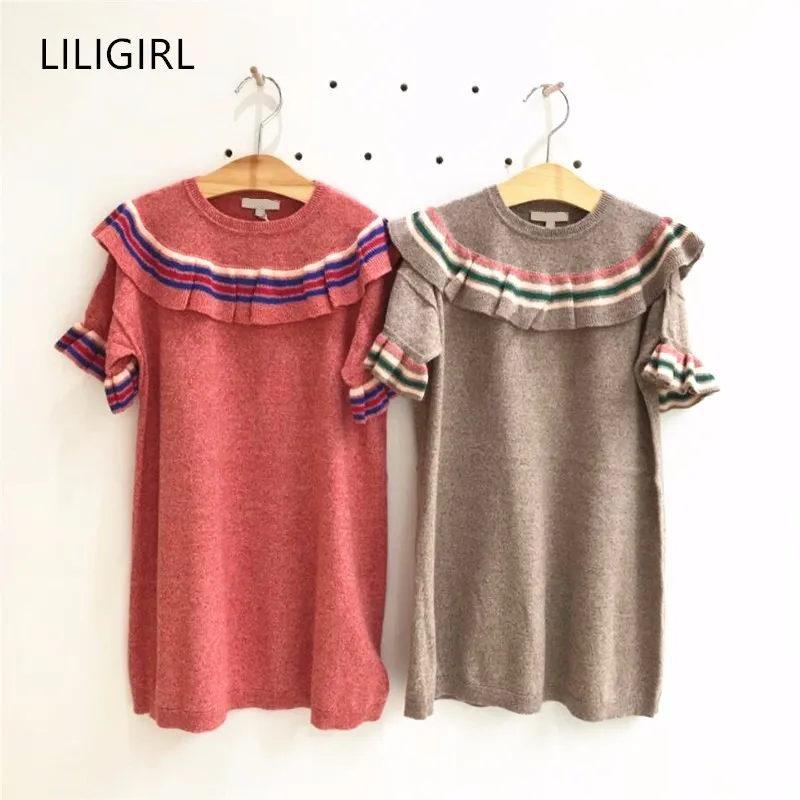 LILIGIRL/вязаное платье с рукавами-крылышками для маленьких девочек новинка