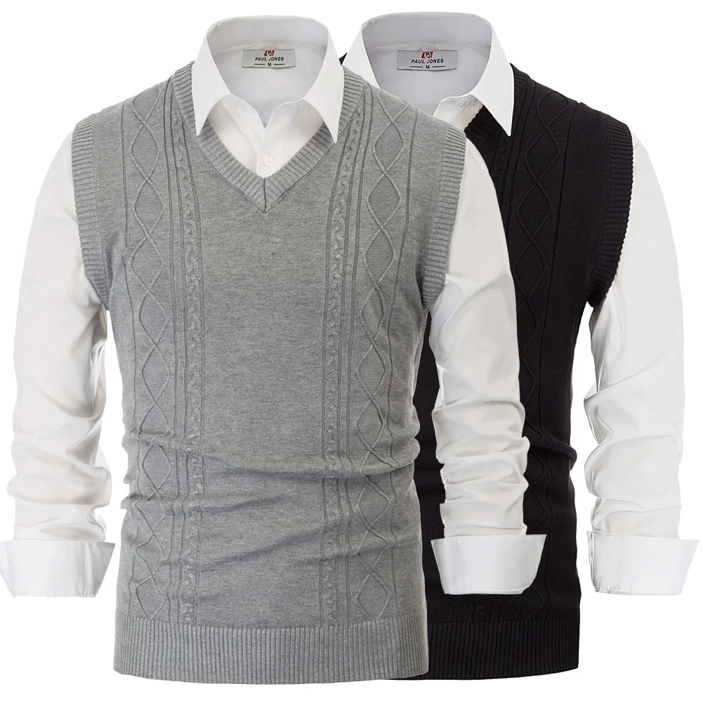 Стильный мужской свитер вязаный кардиган жилет v-образный вырез без рукавов