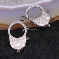 5pcs zyz180 9212 clear cz micro pave copper lobster clasp silver color lobster clasp 24 41 mm