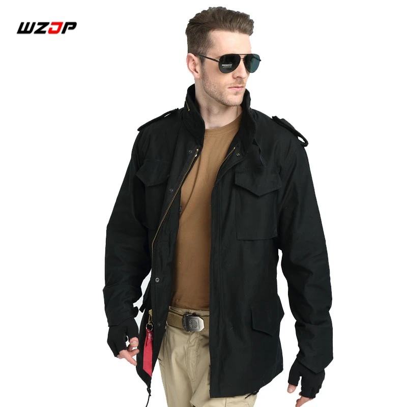 Black WZJP M65 военная камуфляжная мужская одежда армейская тактическая Мужская ветровка куртка Верхняя одежда для кемпинга и походов куртки - Цвет: Black