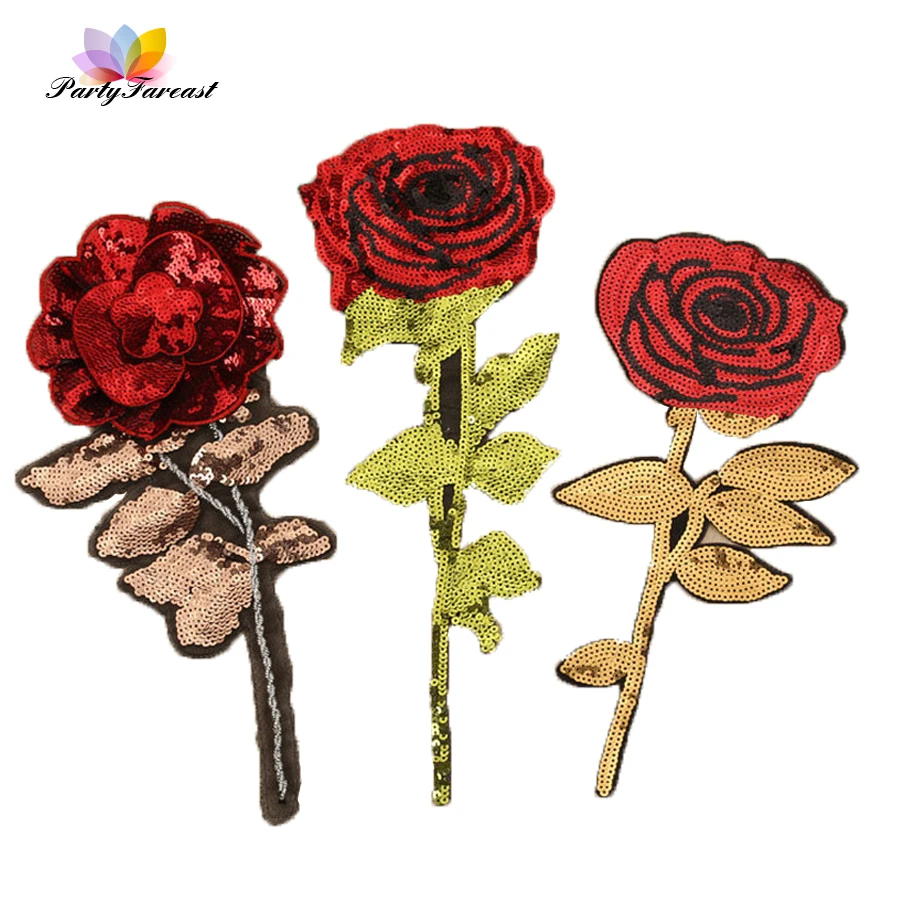 PF многоцветный вышитая Пластыри блесток цветок Ткань гладильная патч для одежды