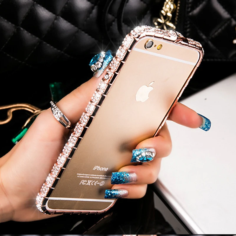 

For iPhone 14 XR XS Case Bling Diamond Bumper For iPhone 13 12 11 Pro Max 7Plus Case Glitter Rhinestone Snake Inlay Metal Frame