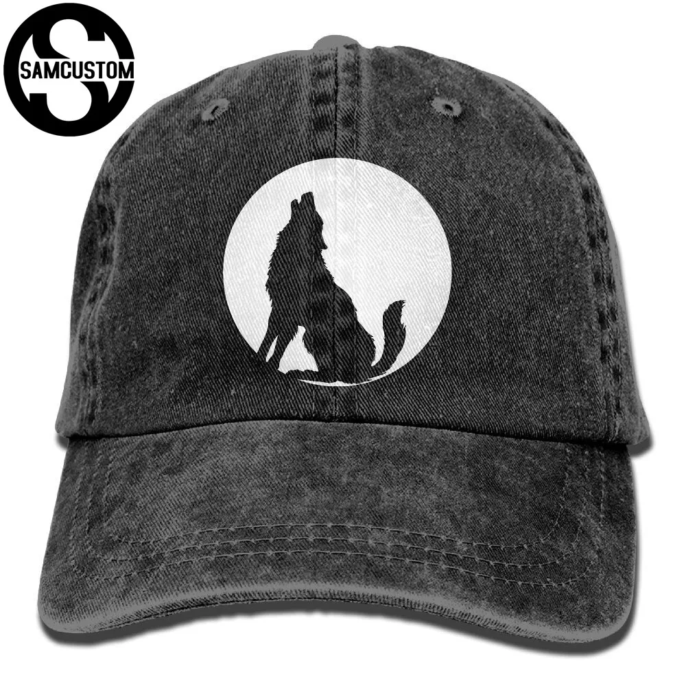 SAMCUSTOM Wolf howling 3D креативные вымытые джинсовые шапки Осенние Летние мужские и