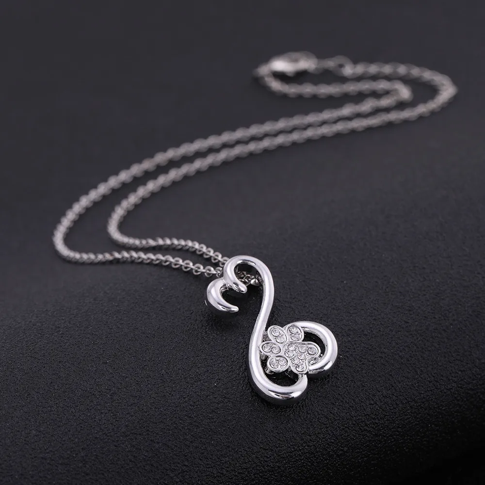 LIKGREAT милый Кристалл животное собака Лапа следа кулон ожерелье Серебряный цвет