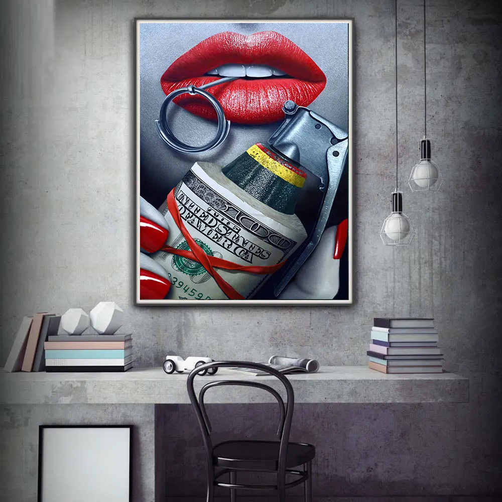 CHENFART холст художественный постер печать губы с пистолетом картина маслом для